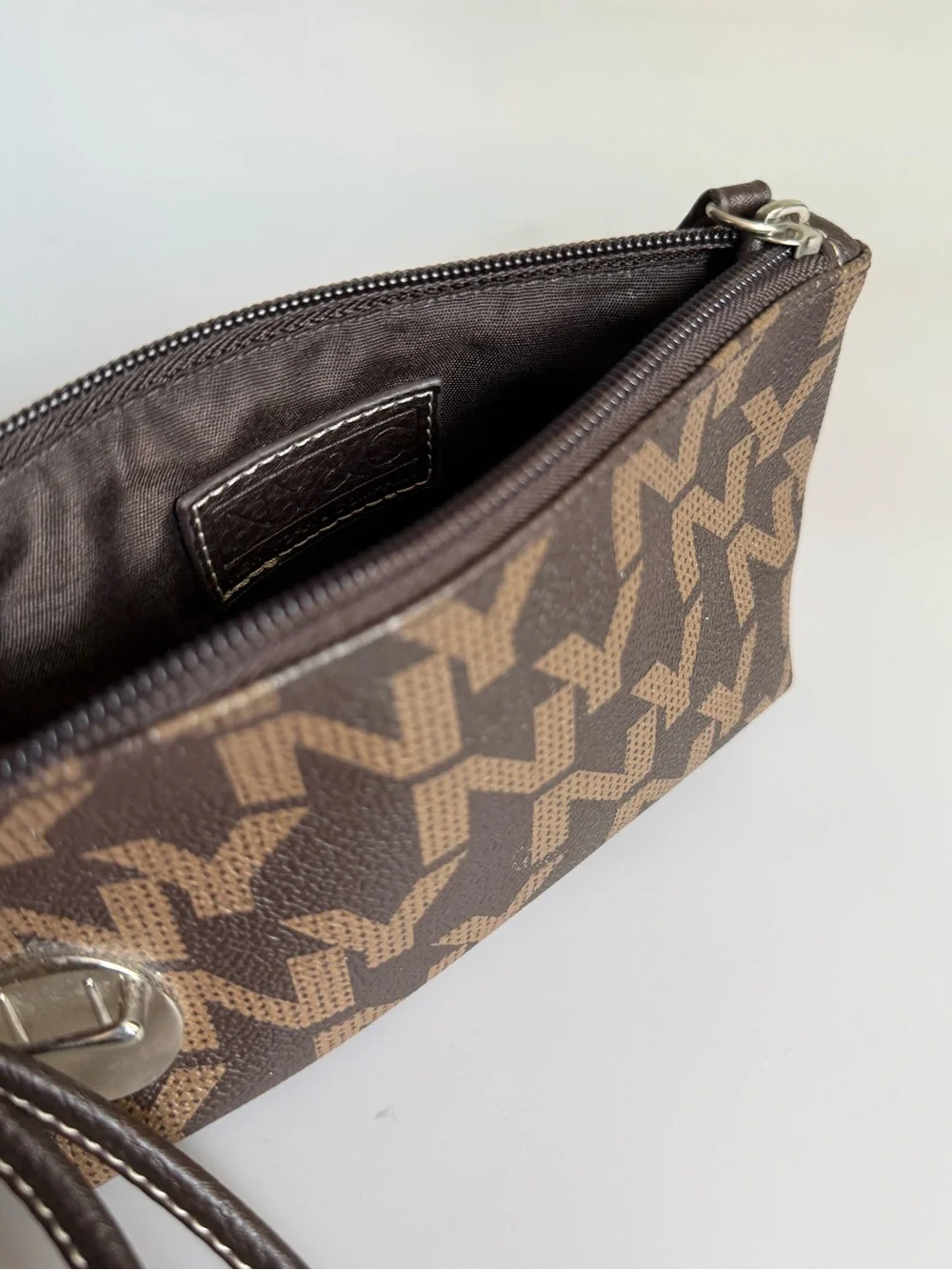 Pattern Brown Wristlet Clutch